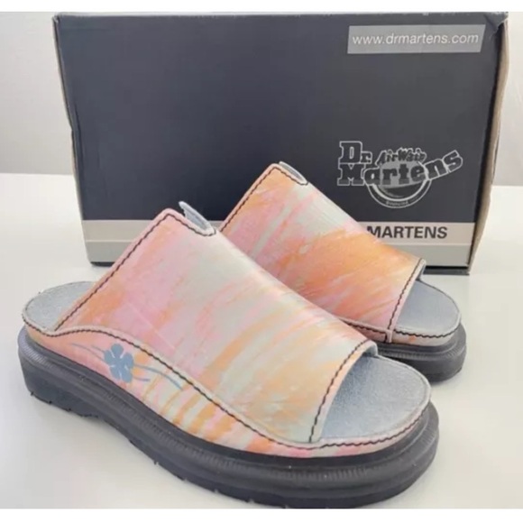 Dr. Martens Shoes - DR MARTENS Pink Iridescent Slide Sandals ENGLAND 3 UK.